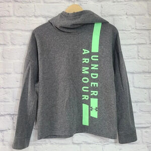 Under Armour Hooded Pullover Sweatshirt Women's Small Heather Gray Loose
